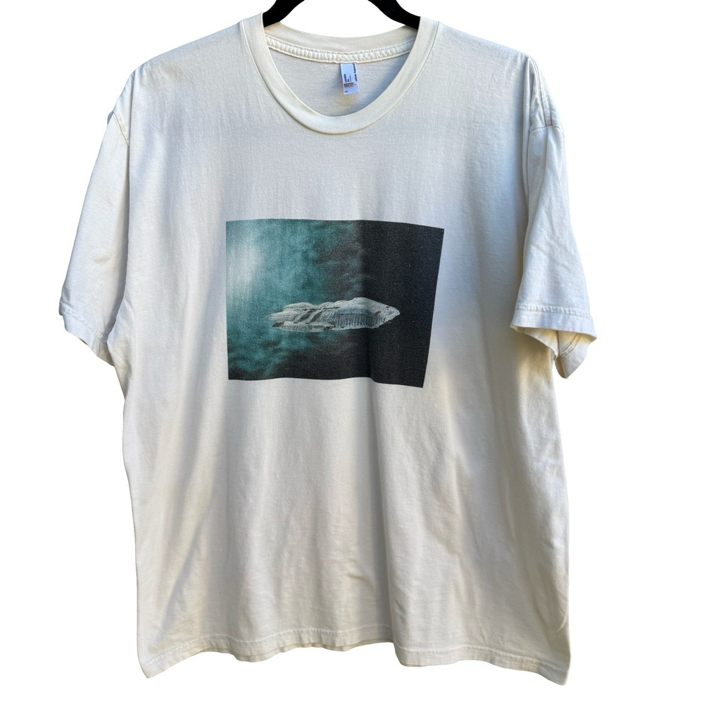 American Apparel Battlestar Galactica Graphic T-Shirt XL Cream Organic Cotton